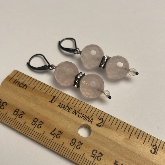 Pale Light Pink Bauble and Rhinestone Earrings - Picture 9 of 15